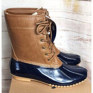 Maplewood Waterproof Fall 2022 Navy/Tan Women’s Boots | JBU by Jambu | Faux Fur
